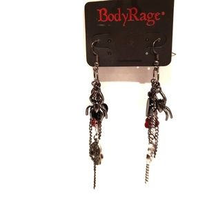 skull and rose drop earrings